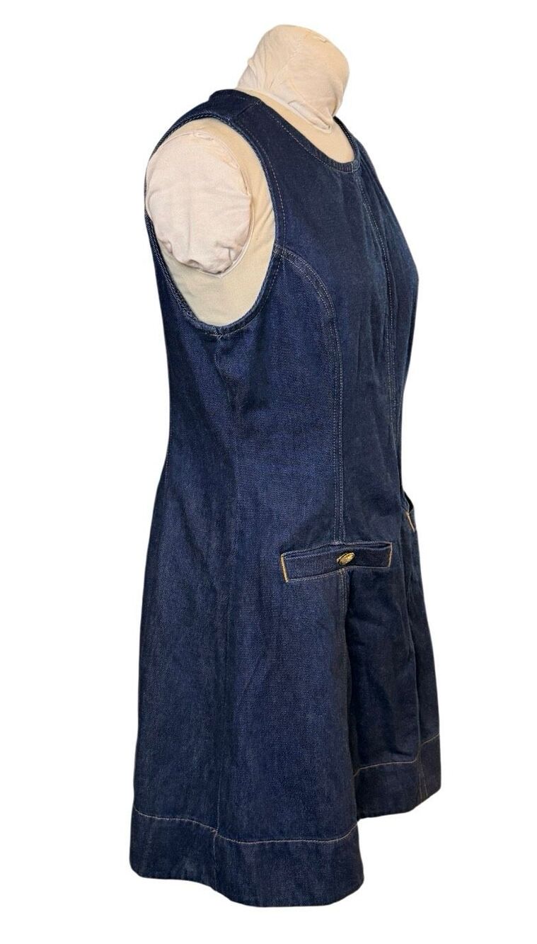 Free Assembly Women’s Crew Neck Denim Dress Jumper Sz. 14 Gold Buttons - Picture 2 of 9